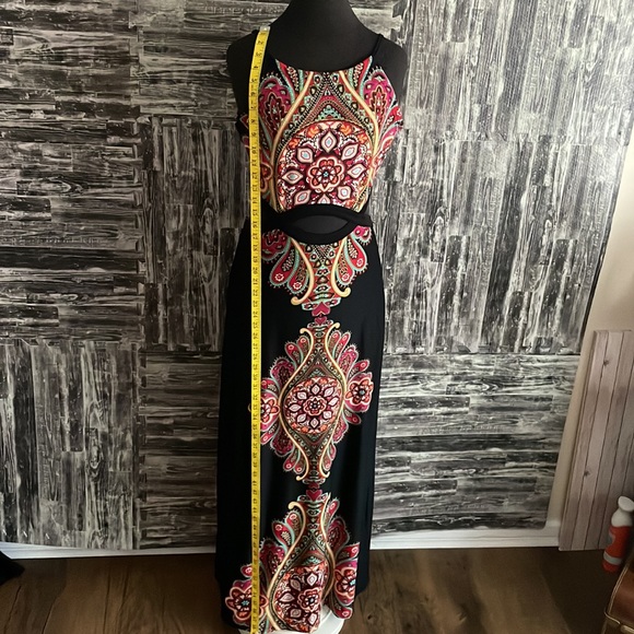 Boho Maxi Dress Black Spaghetti Straps Sleeveless Cut Out Long Dress Wom… - Picture 8 of 10